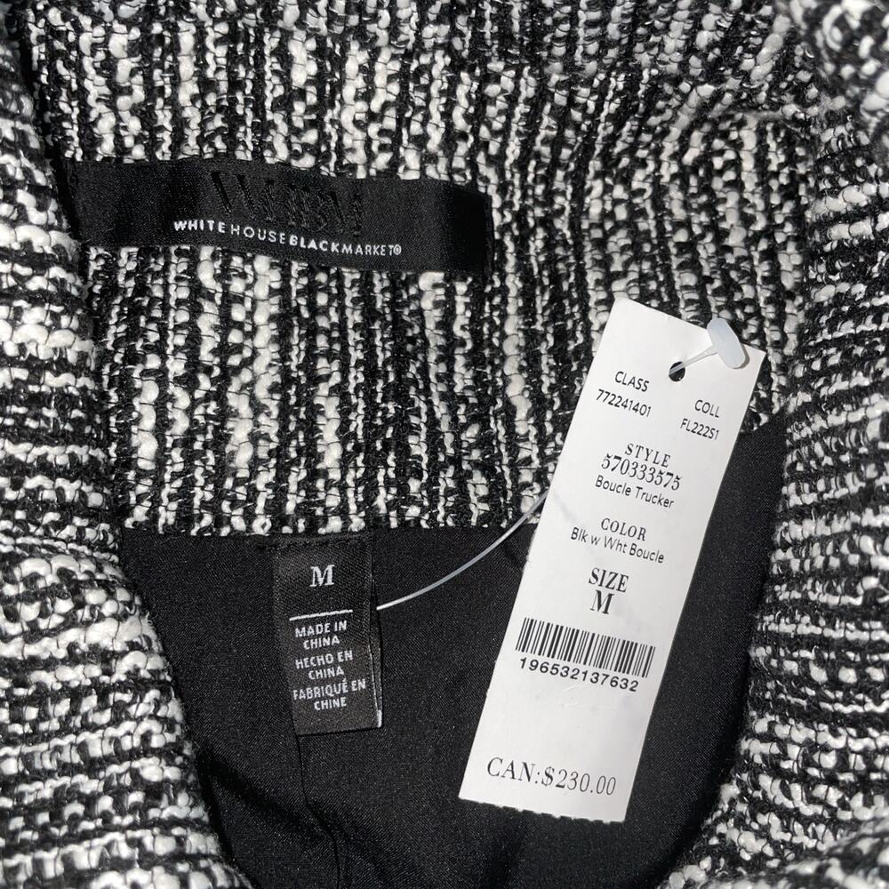 White House Black Market WHBM Womens M 8 10 Boucle Trucker Jacket Office NEW NWT - Picture 4 of 16